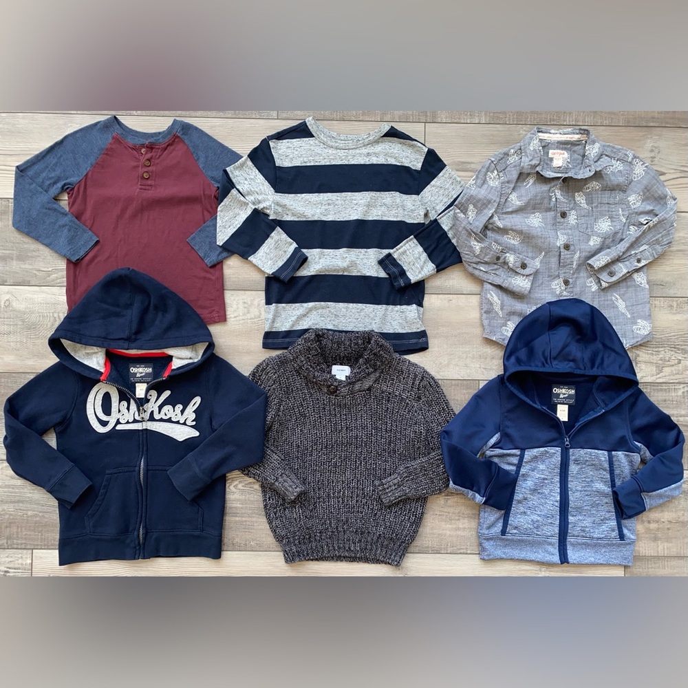 🍂 Osh Kosh Cat & Jack Dino Long Sleeve Shirts Zip Hoodie Bundle Lot 4 4T 4/5